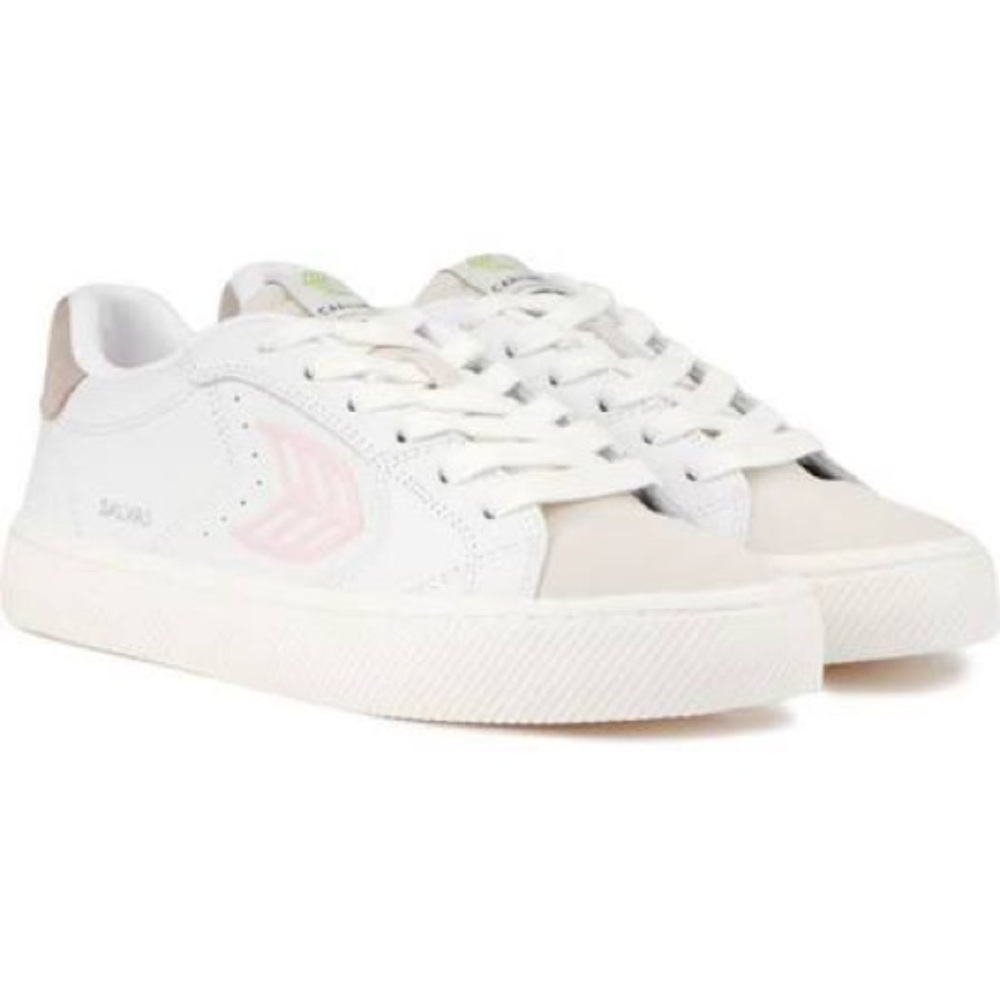 White Sneakers with Pink Chevron Accent